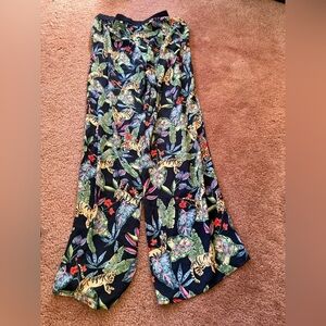 NIC+ZOE Black Tropical Print Wide Leg Pants